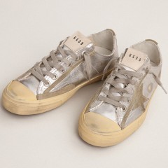 Golden Goose Women's V-Star LTD In Silver Laminated Leather