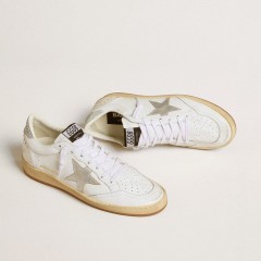 Golden Goose Women's White Ball Star With A Silver Star And Swarovski Crystal Heel Tab With Pearls