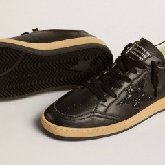 Golden Goose Women's Ball Star In Black Nappa With Black Glitter Star And Suede Heel Tab