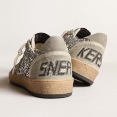 Golden Goose Women's Ball Star In Silver Glitter With Ice-gray Suede Inserts