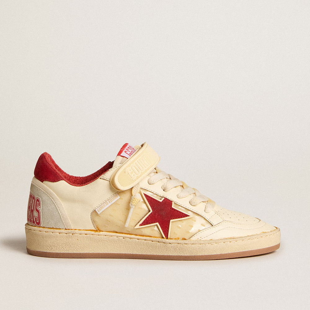 Golden Goose Women's Ball Star LAB In Cream-colored Nappa With Red Suede Star