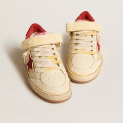 Golden Goose Women's Ball Star LAB In Cream-colored Nappa With Red Suede Star