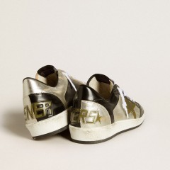 Golden Goose Women's Ball Star LAB In Silver Leather With Brown Leather Star And Black Heel Tab