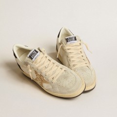 Golden Goose Women's Ball Star LTD In Nappa And Suede With Glitter Star And Black Heel Tab