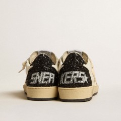 Golden Goose Women's Ball Star LTD In Nappa And Suede With Glitter Star And Black Heel Tab