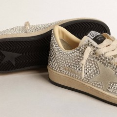 Golden Goose Women's Ball Star LTD With Swarovski Crystals And Gray Suede Star