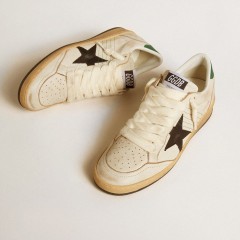 Golden Goose Women's Ball Star With Black Leather Star And Green Leather Heel Tab