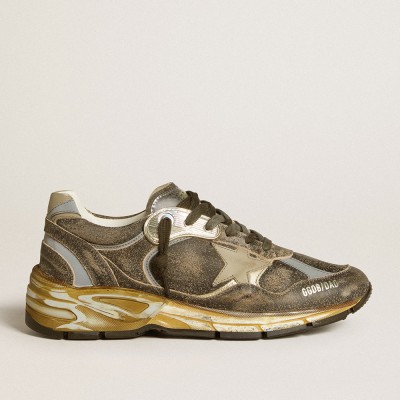 Golden Goose Women's Dad-Star In Suede And Nylon With Khaki Leather Star And Heel Tab