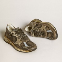 Golden Goose Women's Dad-Star In Suede And Nylon With Khaki Leather Star And Heel Tab