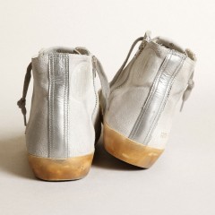 Golden Goose Women's Francy In White Suede With Black Leather Star And Silver Swarovski Crystal Tongue