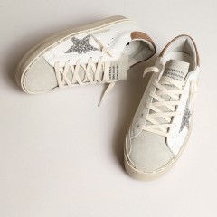 Golden Goose Women's Hi Star With Silver Glitter Star And Dove-gray Nubuck Heel Tab