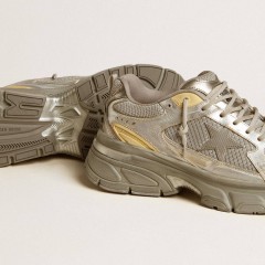 Golden Goose Women's Lightstar In Metallic Leather And Silver Mesh With Gray Star