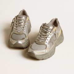 Golden Goose Women's Lightstar In Metallic Leather And Silver Mesh With Gray Star