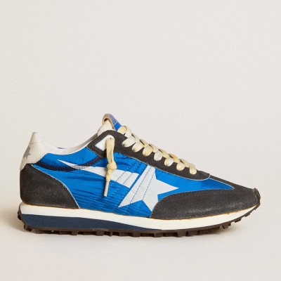 Golden Goose Women's Marathon With Blue Nylon Upper And White Star