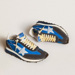 Golden Goose Women's Marathon With Blue Nylon Upper And White Star