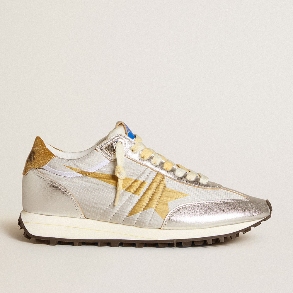 Golden Goose Women's Marathon With Silver Ripstop Nylon Upper And Gold Star