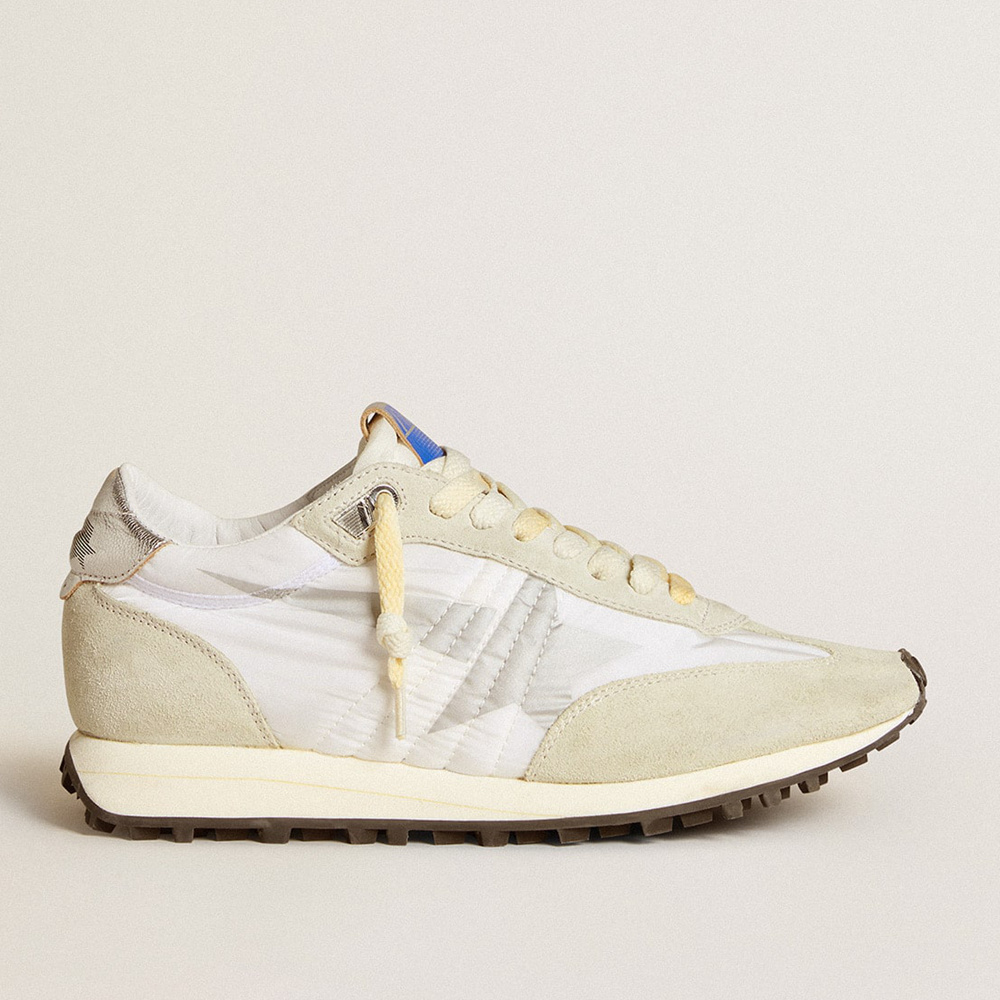 Golden Goose Women's Marathon With White Nylon Upper And Silver Star