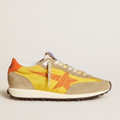 Golden Goose Women's Marathon With Yellow Nylon Upper And Orange Star