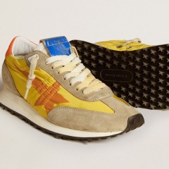 Golden Goose Women's Marathon With Yellow Nylon Upper And Orange Star