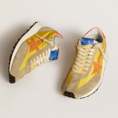 Golden Goose Women's Marathon With Yellow Nylon Upper And Orange Star