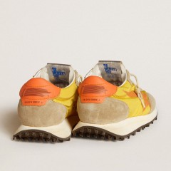 Golden Goose Women's Marathon With Yellow Nylon Upper And Orange Star