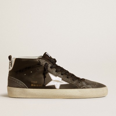 Golden Goose Women's Mid Star In Black Leather With Silver Metallic Leather Star