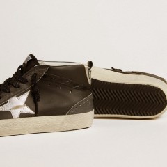 Golden Goose Women's Mid Star In Black Leather With Silver Metallic Leather Star