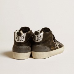 Golden Goose Women's Mid Star In Black Leather With Silver Metallic Leather Star