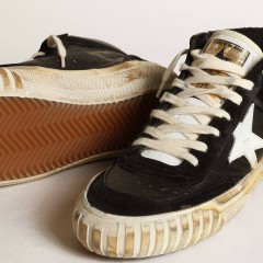 Golden Goose Women's Mid Star In Black Nappa And Suede With White Leather Star