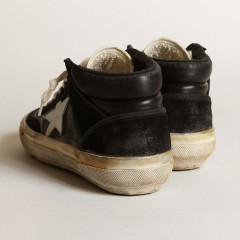 Golden Goose Women's Mid Star In Black Nappa And Suede With White Leather Star