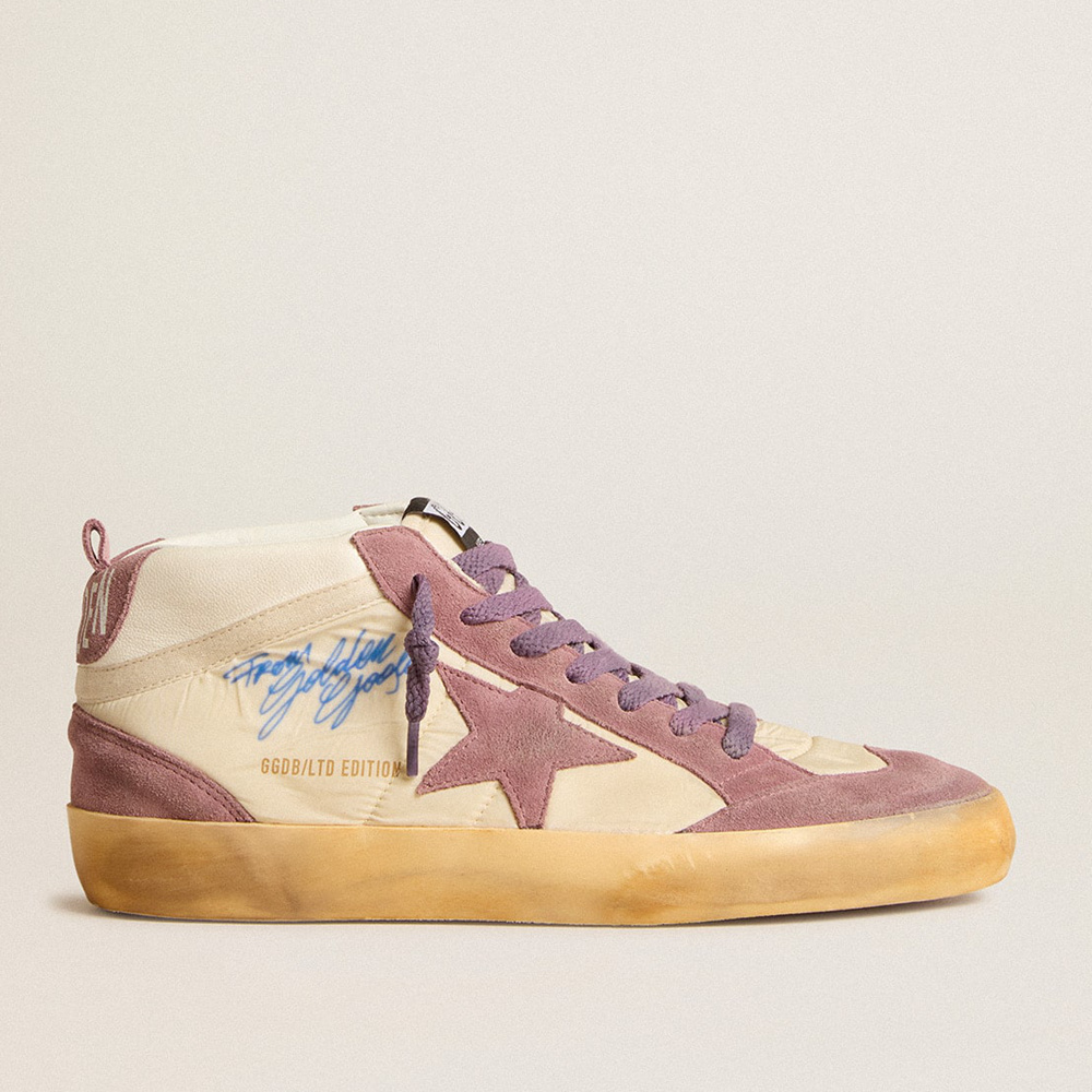 Golden Goose Women's Mid Star LAB In Nylon And Nappa With Mauve Suede Star