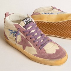 Golden Goose Women's Mid Star LAB In Nylon And Nappa With Mauve Suede Star