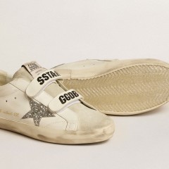 Golden Goose Women's Old School With Silver Glitter Star And Ice-gray Suede Tongue