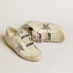 Golden Goose Women's Old School With Silver Glitter Star And Ice-gray Suede Tongue