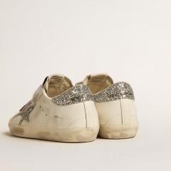 Golden Goose Women's Old School With Silver Glitter Star And Ice-gray Suede Tongue