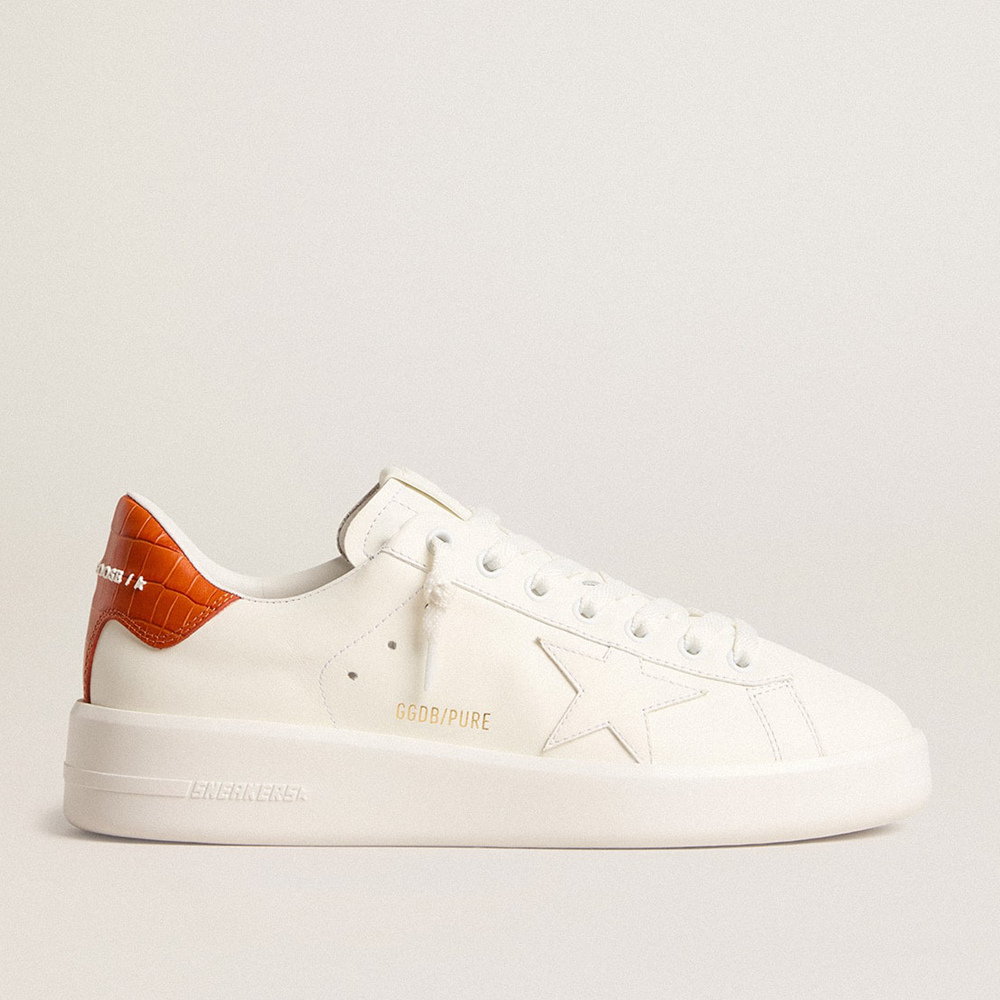 Golden Goose Women's Purestar With White Leather Star And Orange Heel Tab