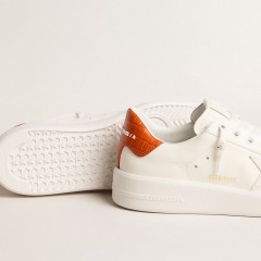 Golden Goose Women's Purestar With White Leather Star And Orange Heel Tab