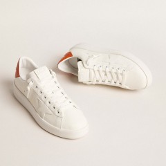 Golden Goose Women's Purestar With White Leather Star And Orange Heel Tab