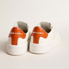 Golden Goose Women's Purestar With White Leather Star And Orange Heel Tab