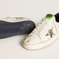 Golden Goose Women's Stardan LAB In White Leather With A Camouflage Star And Heel Tab