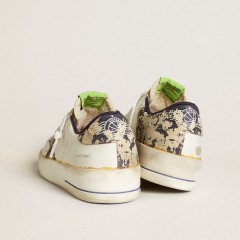 Golden Goose Women's Stardan LAB In White Leather With A Camouflage Star And Heel Tab