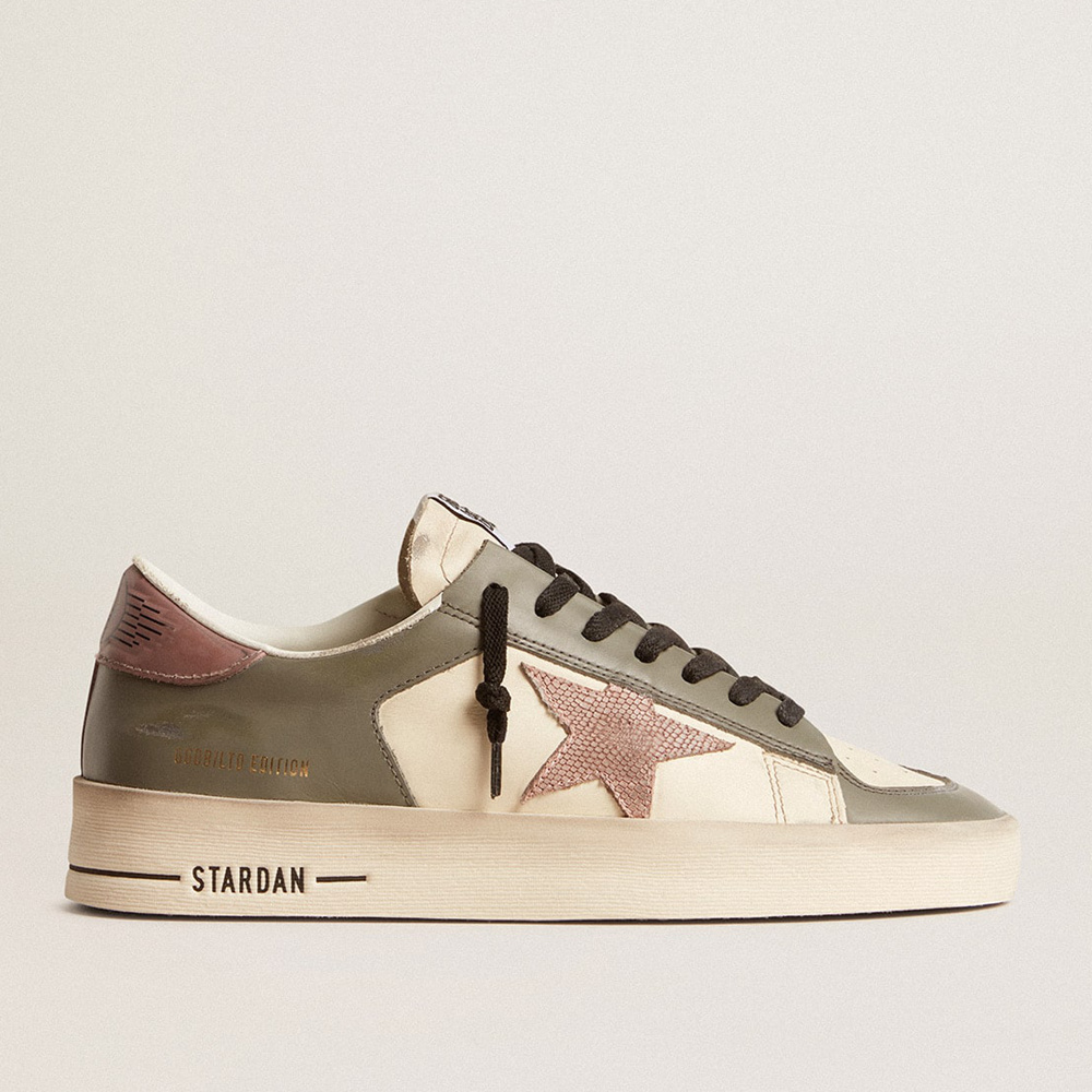 Golden Goose Women's Stardan LTD In Gray Leather With A Pink Leather Star And Heel Tab