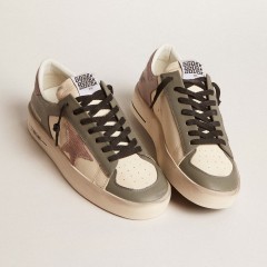 Golden Goose Women's Stardan LTD In Gray Leather With A Pink Leather Star And Heel Tab