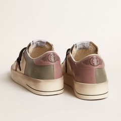 Golden Goose Women's Stardan LTD In Gray Leather With A Pink Leather Star And Heel Tab