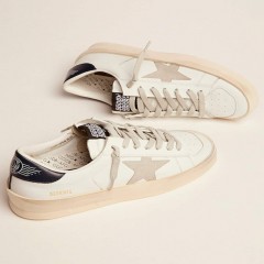 Golden Goose Women's Stardan With Ice-gray Suede Star And Blue Heel Tab