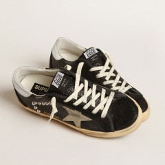 Golden Goose Women's Super-Star In Black Leather And Suede With Silver Studs