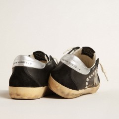 Golden Goose Women's Super-Star In Black Leather And Suede With Silver Studs