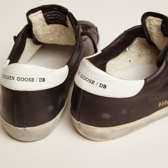 Golden Goose Women's Super-Star In Black Leather With White Leather Star And Heel Tab