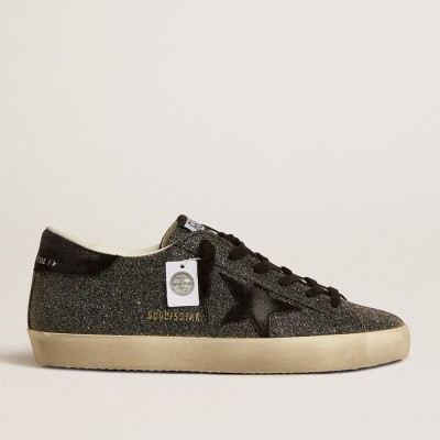 Golden Goose Women's Super-Star In Black Swarovski Crystals With Black Suede Star