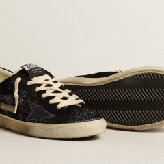 Golden Goose Women's Super-Star In Black Velvet And Suede With Black Suede Star